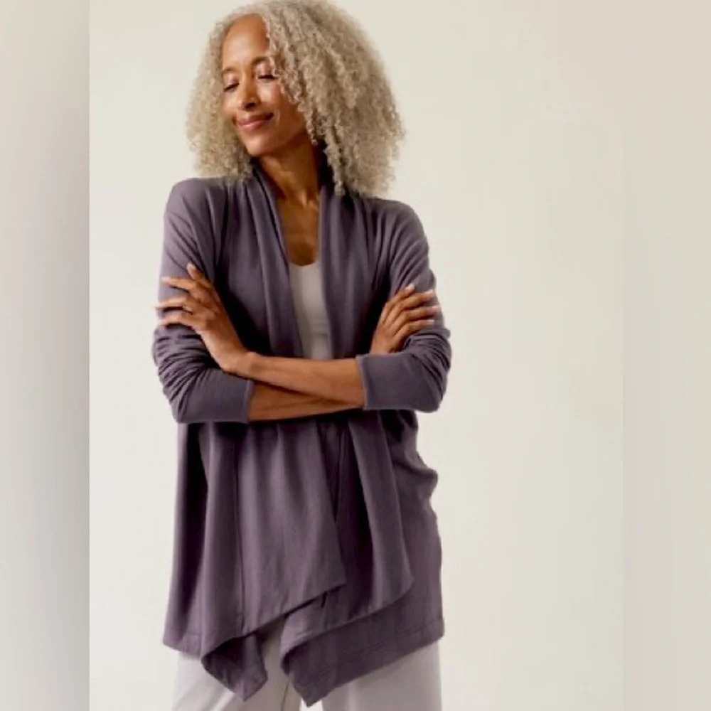 Athleta Pranayama Restore Wrap Cardigan Purple Gray Modal Yoga Size S